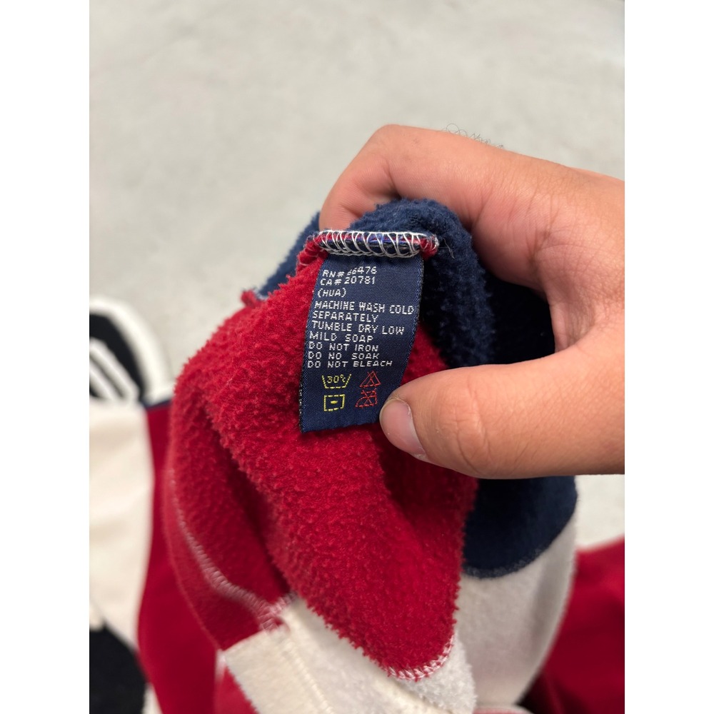 Vintage Tommy Jeans Fleece Rugby Shirt American Flag Denim Collar Large L 90s - Picture 4 of 6
